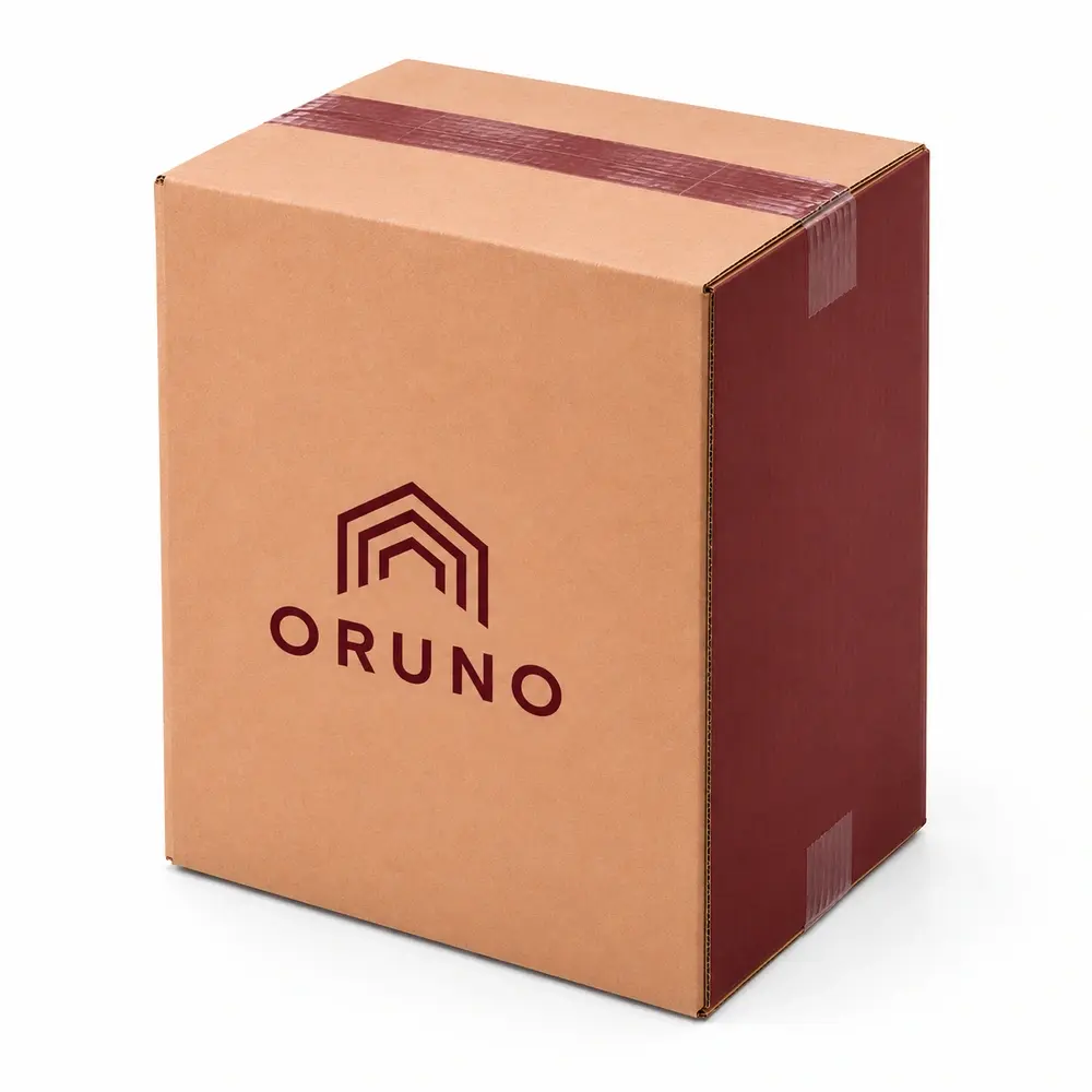 Alternate view of the peach with burgundy accents regular slotted shippers with ORUNO artwork