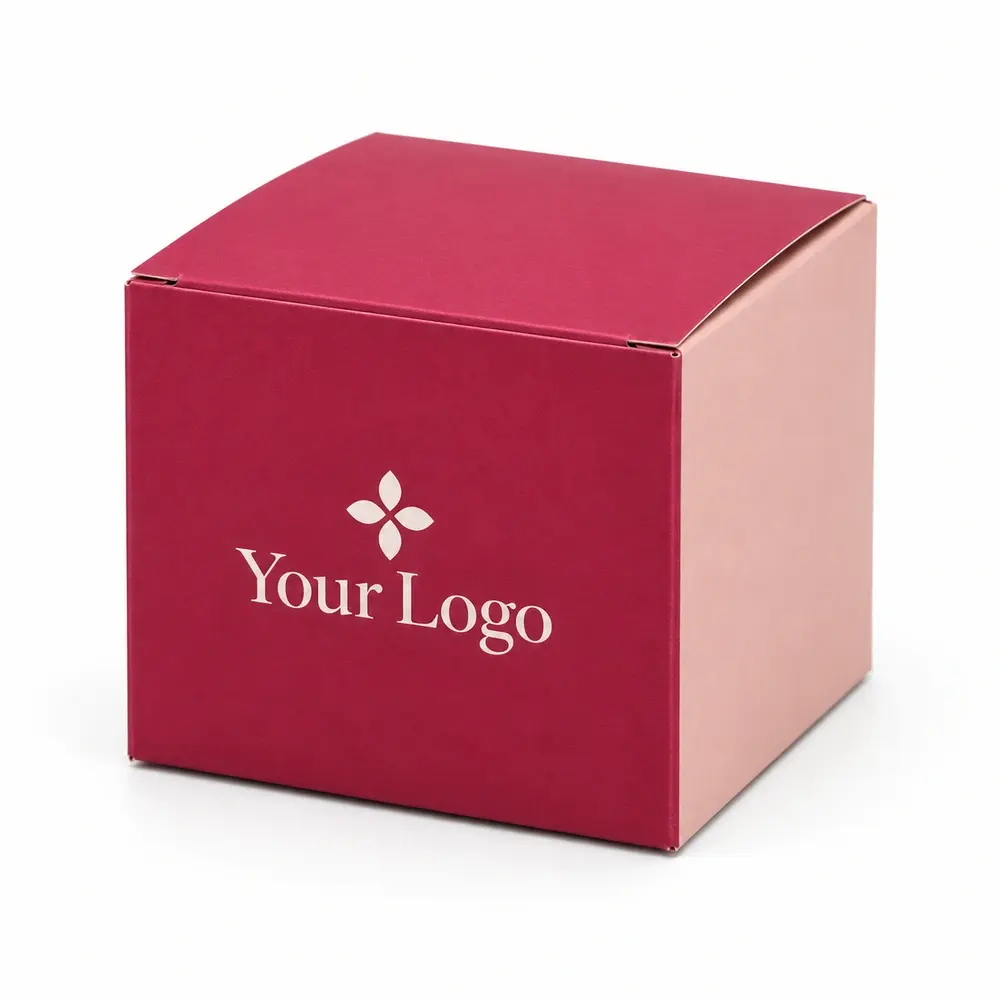 Alternate view of the raspberry with blush accents auto-lock base cartons with Your Logo artwork