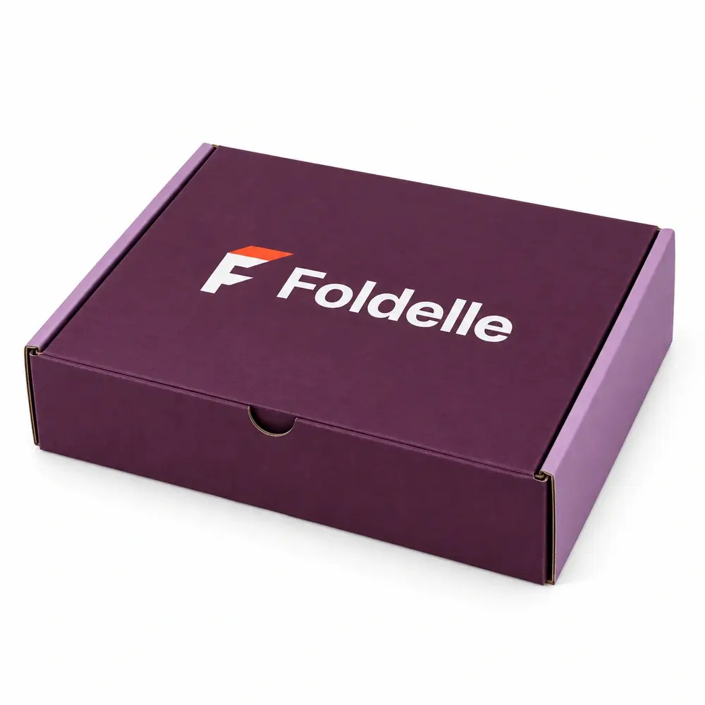 Alternate view of the plum with lilac accents tabbed subscription mailers with Foldelle artwork