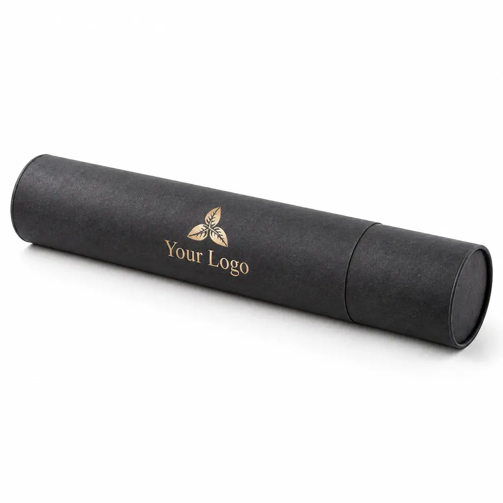 charcoal telescopic tube with Your Logo logo printing on a white background
