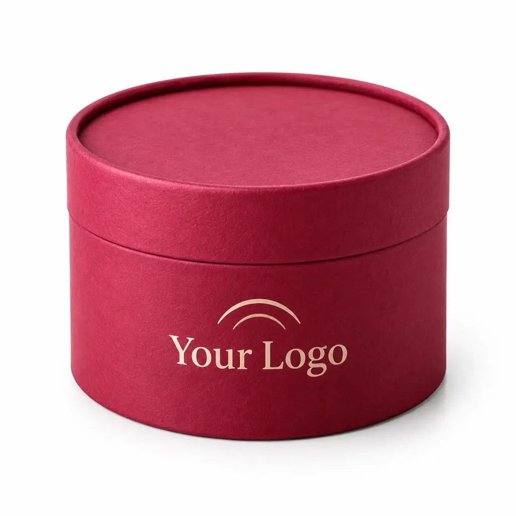 raspberry rolled-edge tube with Your Logo logo printing on a white background