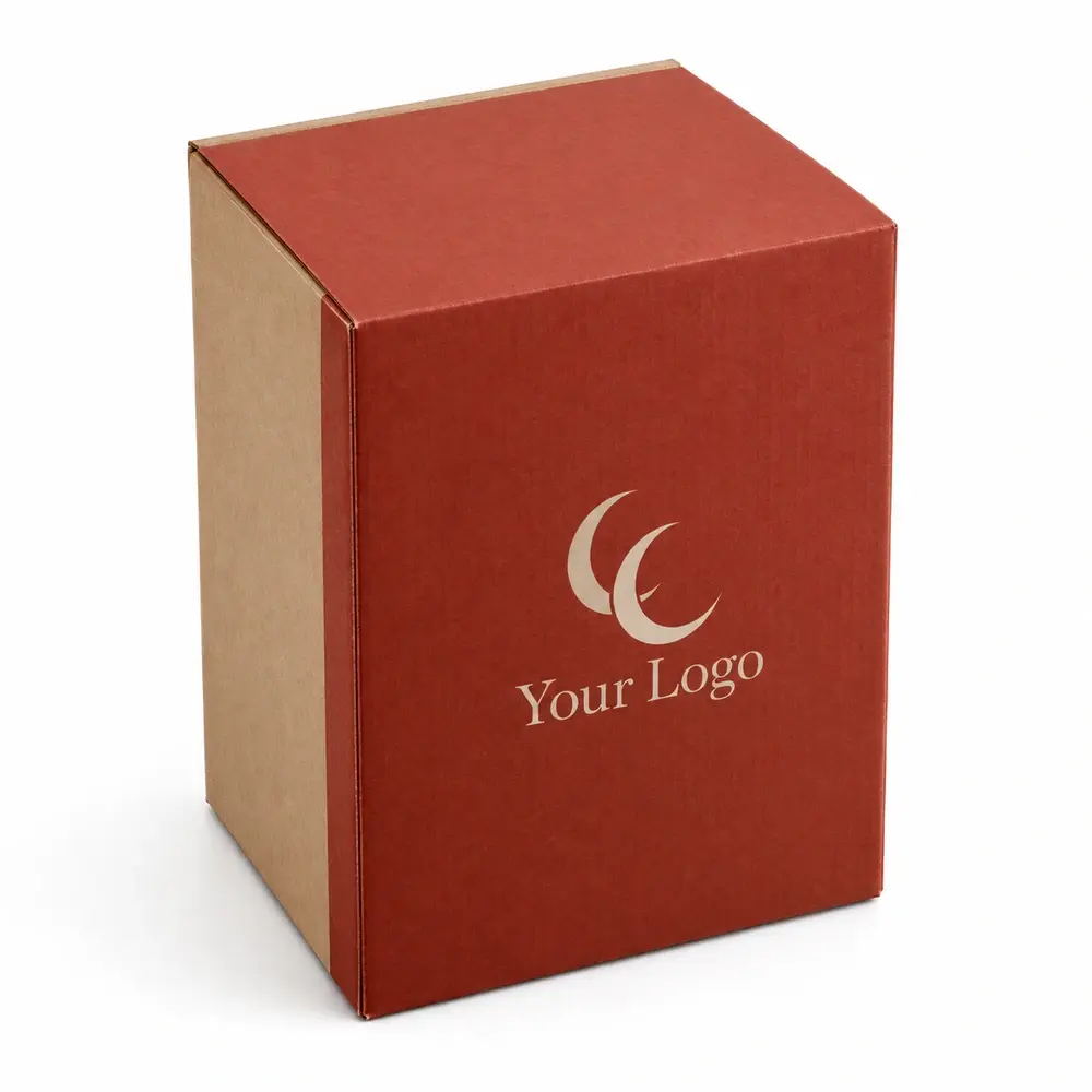 brick red with sand accents full-overlap shippers with Your Logo logo printing on a white background