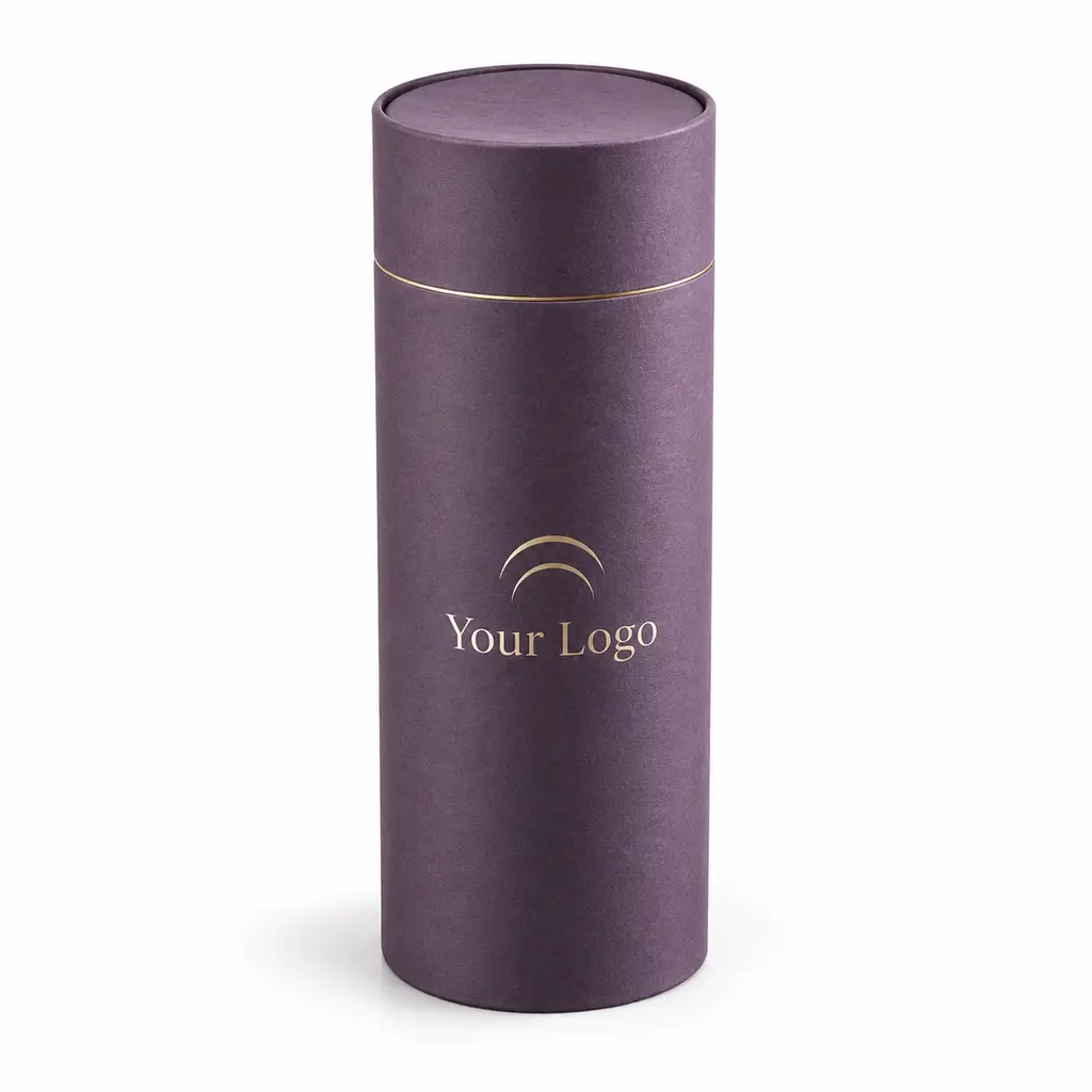 smoky purple shoulder tube with Your Logo logo printing on a white background