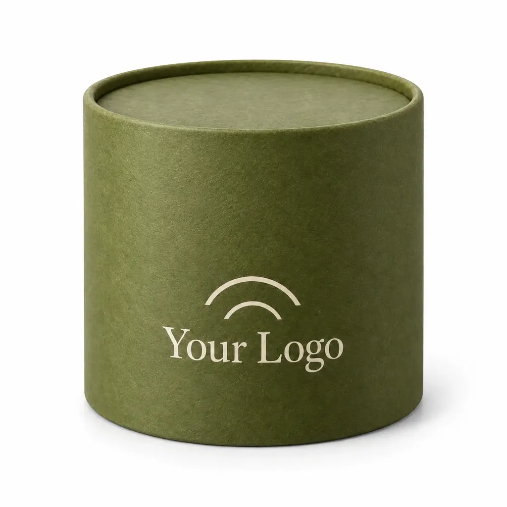 olive green end-cap tube with Your Logo logo printing on a white background
