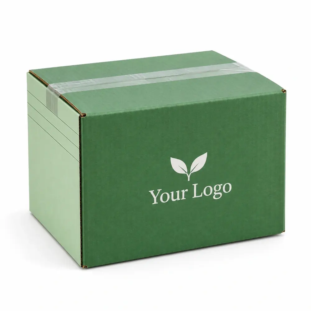 grass green with pale mint accents adjustable-depth shippers with Your Logo logo printing on a white background