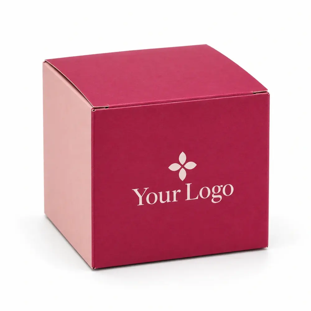 raspberry with blush accents auto-lock base cartons with Your Logo logo printing on a white background