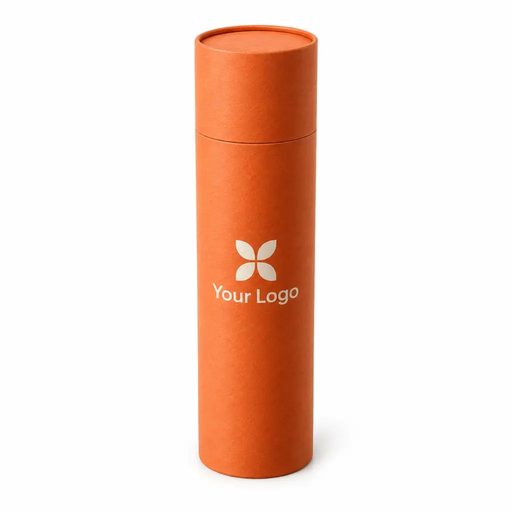 tangerine two-piece tube with Your Logo logo printing on a white background