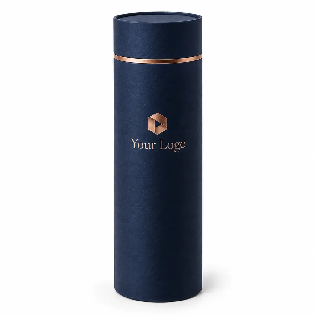 midnight blue shoulder tube with Your Logo logo printing on a white background