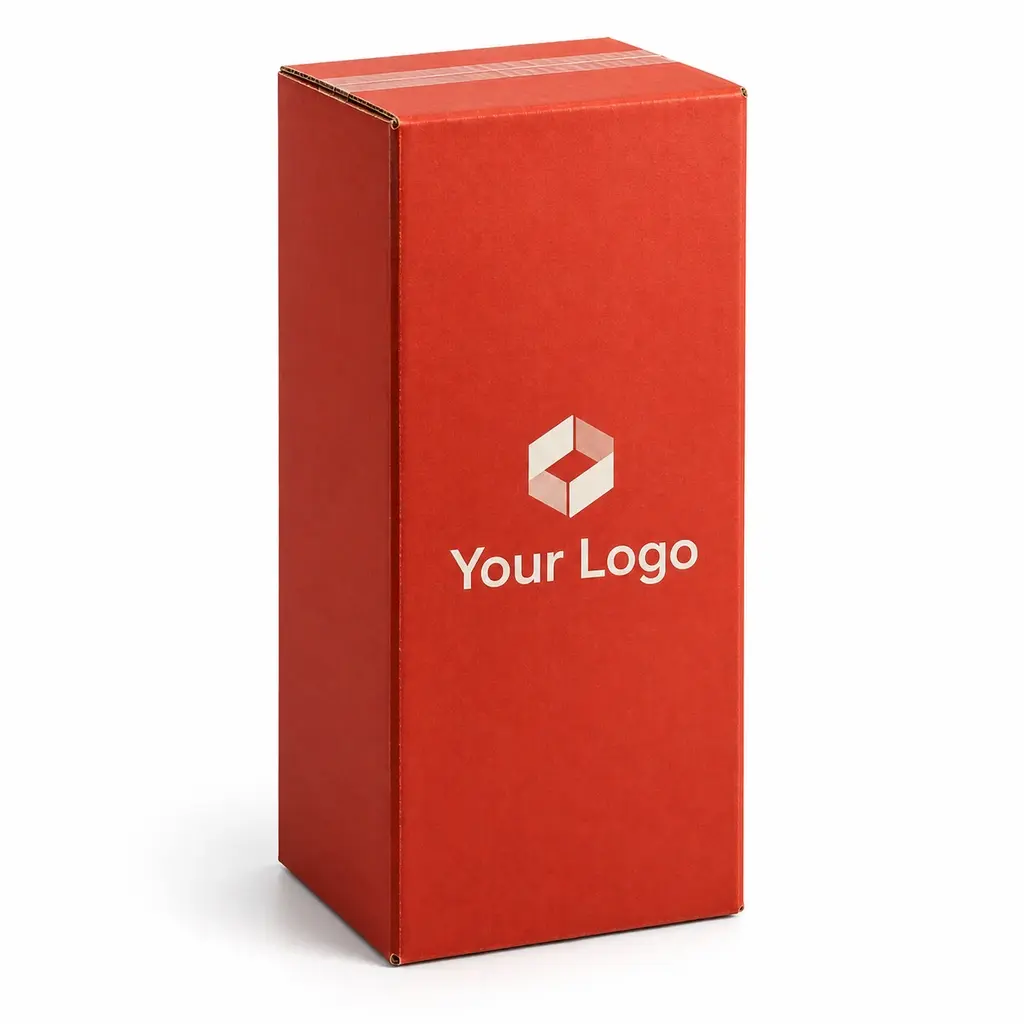 vermilion partitioned shipper with Your Logo logo printing on a white background
