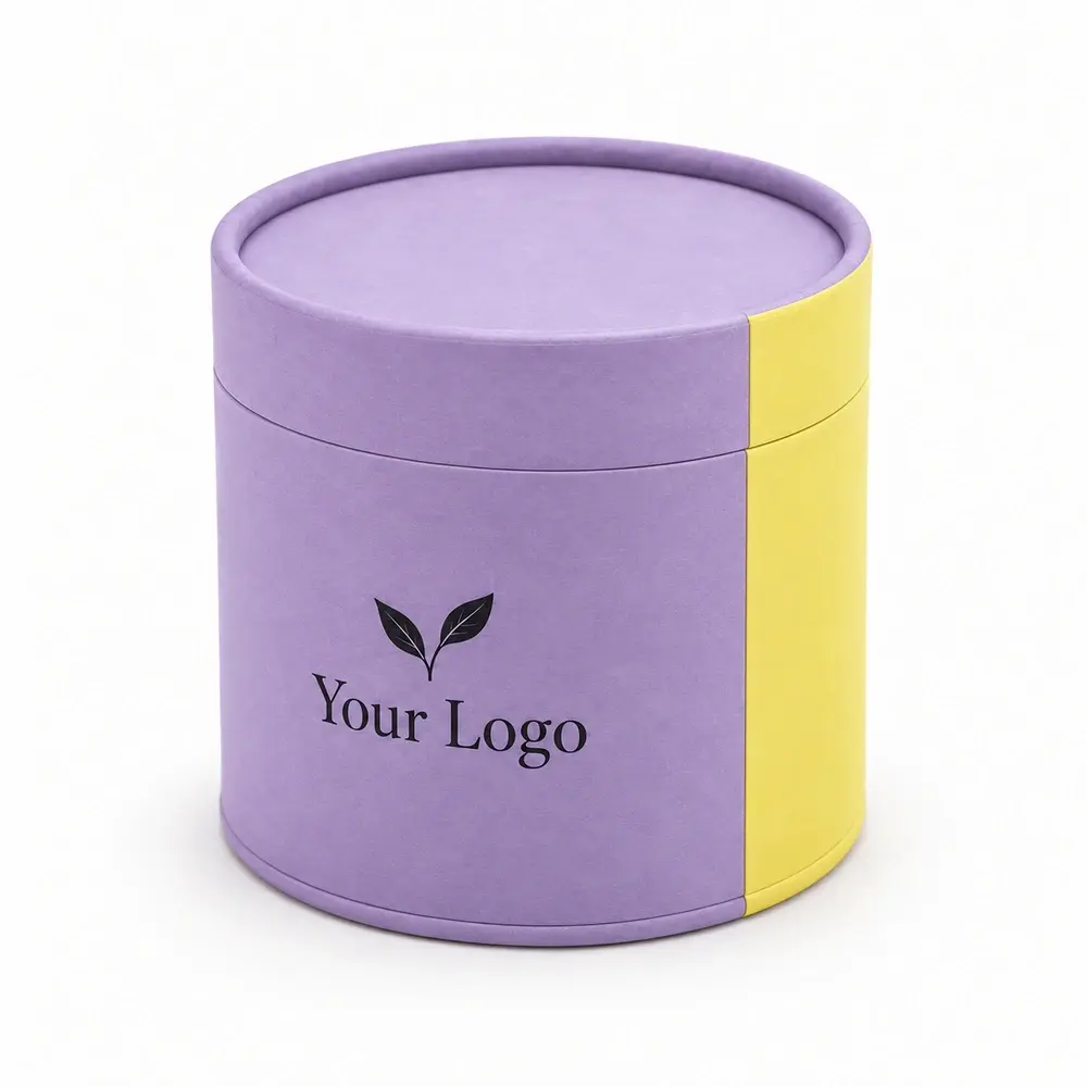 Alternate view of the lavender with lemon yellow accents paper end-cap tubes with Your Logo artwork